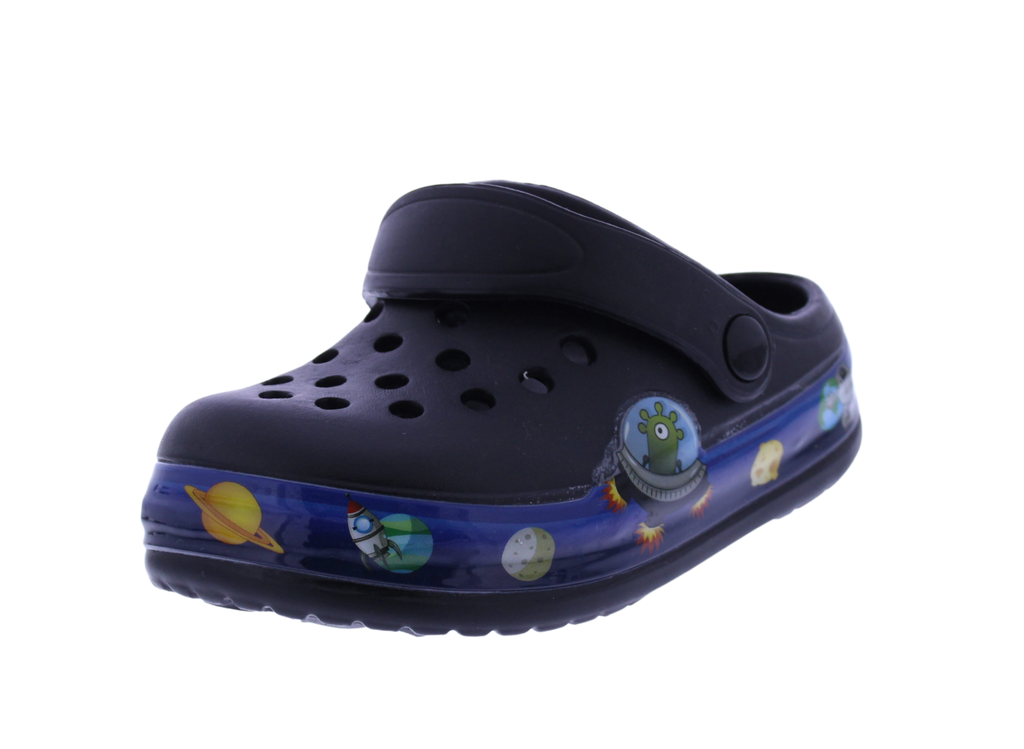 Kids Clog with a Space Theme Light Up Band