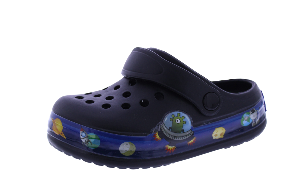 Kids Clog with a Space Theme Light Up Band