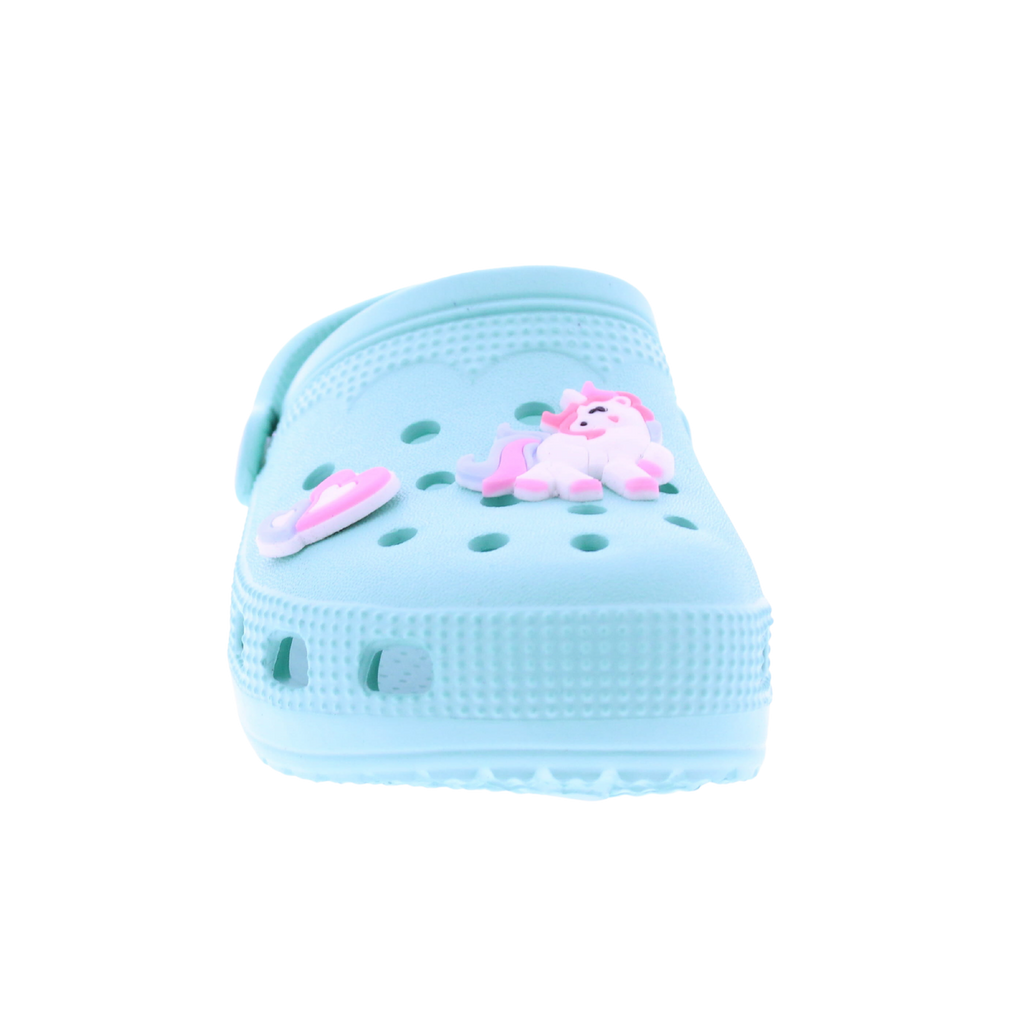 Girls Clog with Unicorn + Hearts Charms