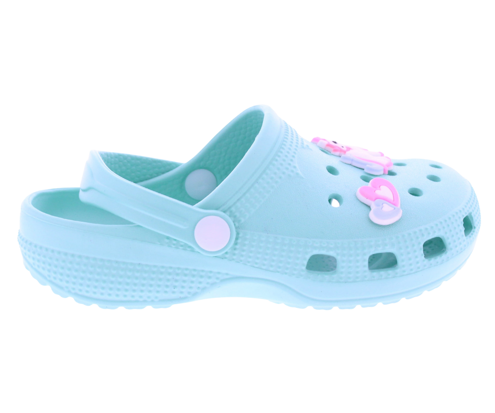 Girls Clog with Unicorn + Hearts Charms