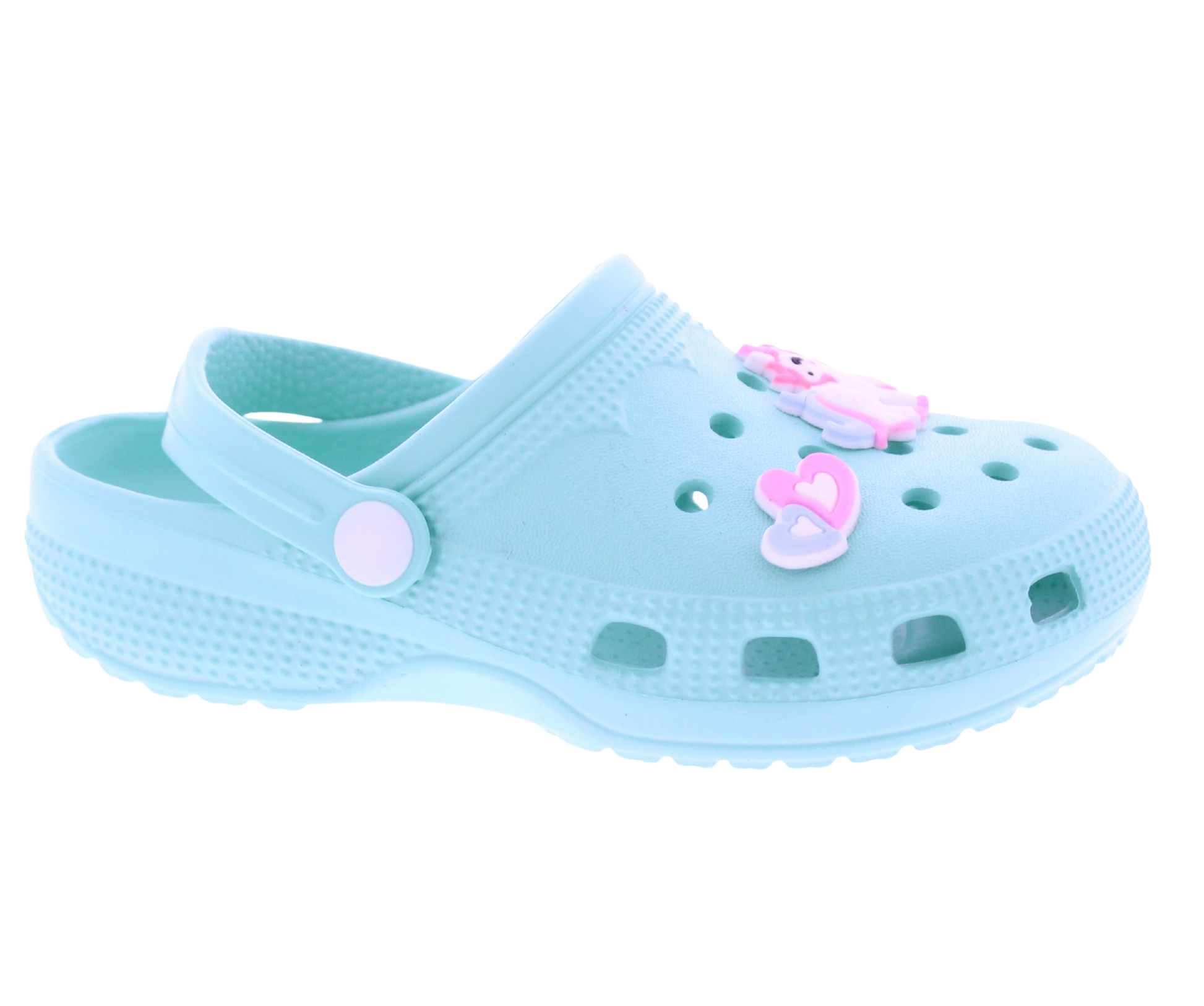 Girls Clog with Unicorn + Hearts Charms