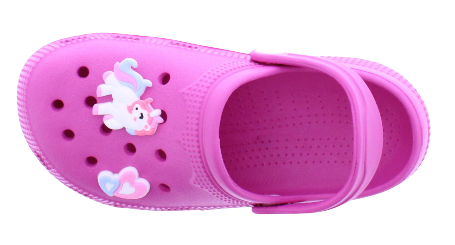 Girls Clog with Unicorn + Hearts Charms