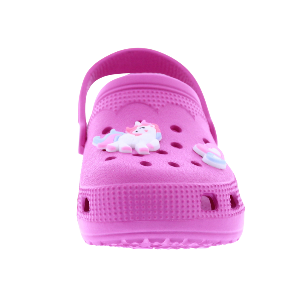 Girls Clog with Unicorn + Hearts Charms