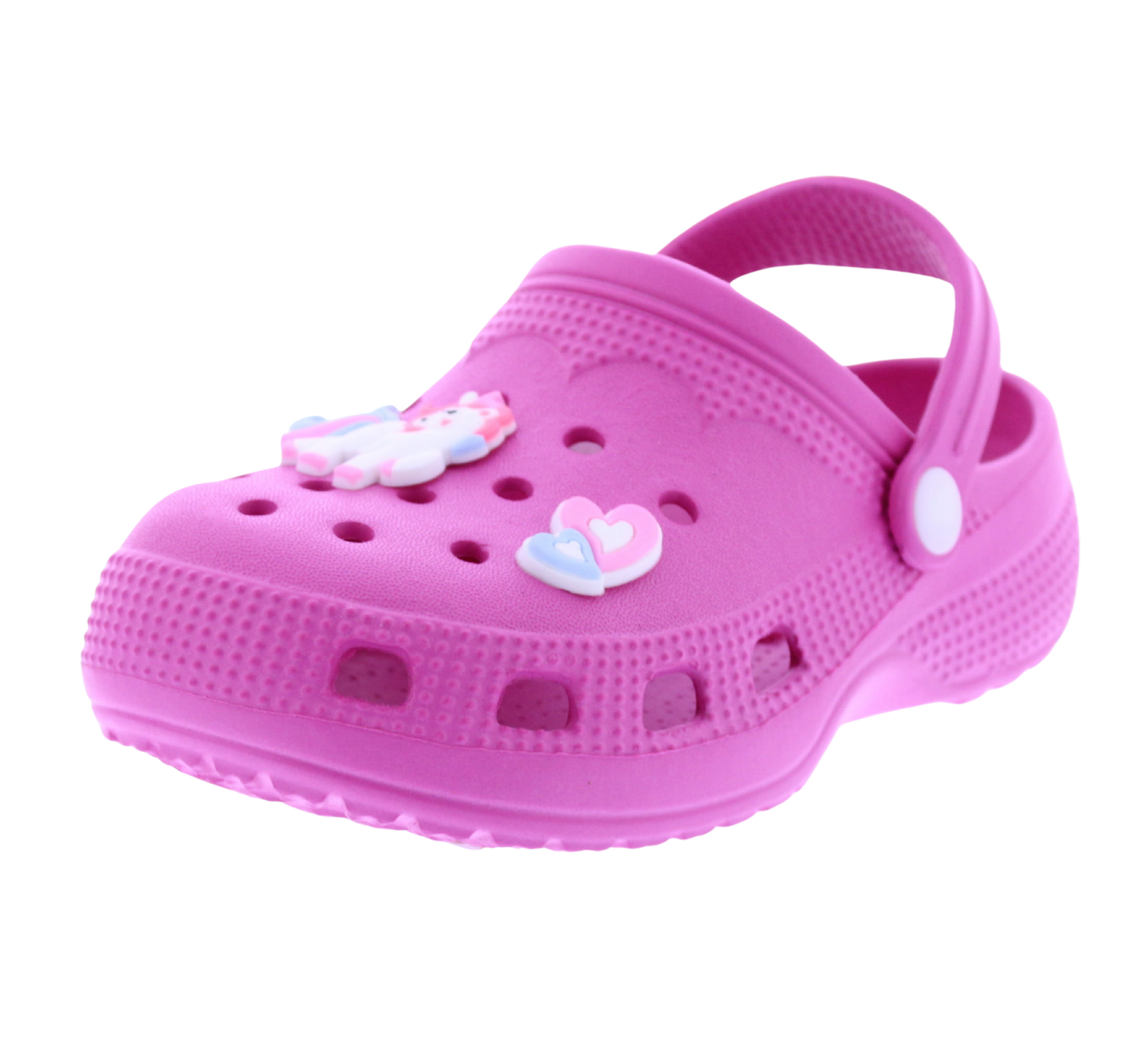 Girls Clog with Unicorn + Hearts Charms