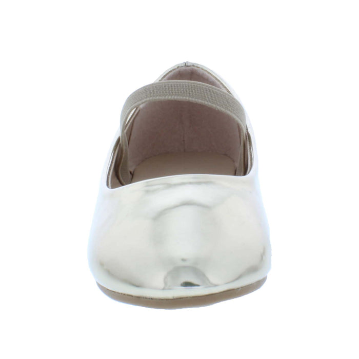 Girls Synthetic Leather Ballerina Slipper with Elastic