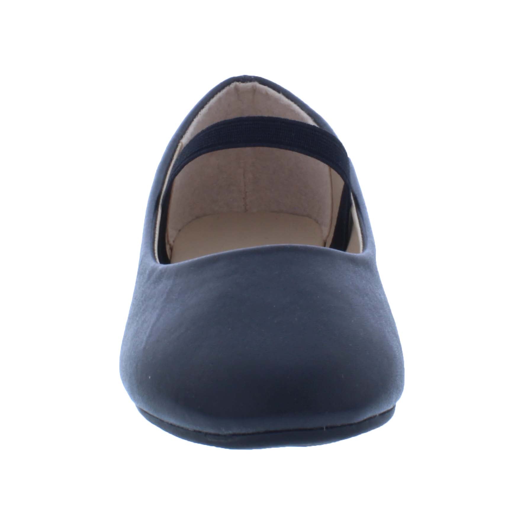 Girls Faux Leather Ballerina with Elastic