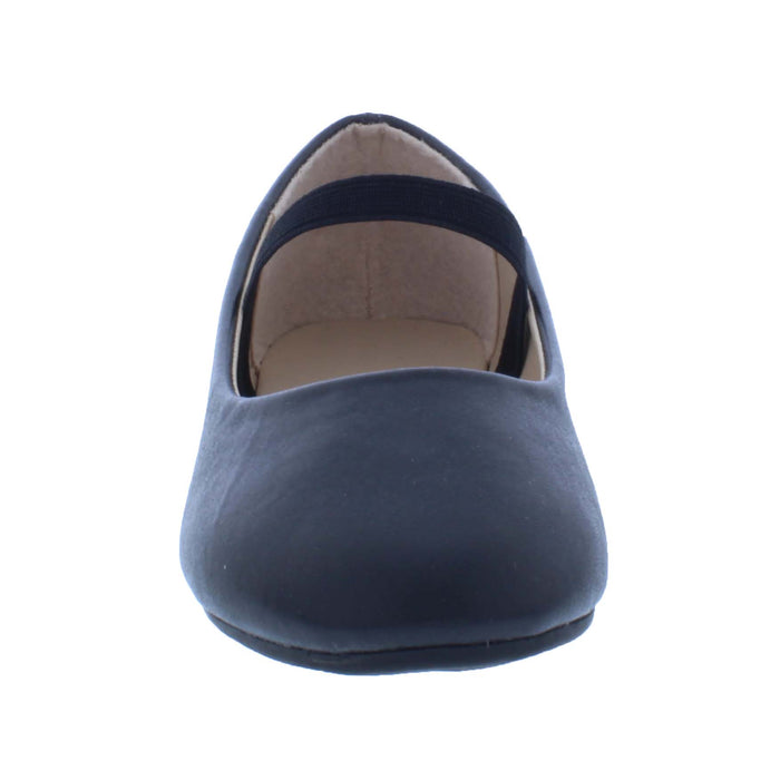 Girls Synthetic Leather Ballerina Slipper with Elastic