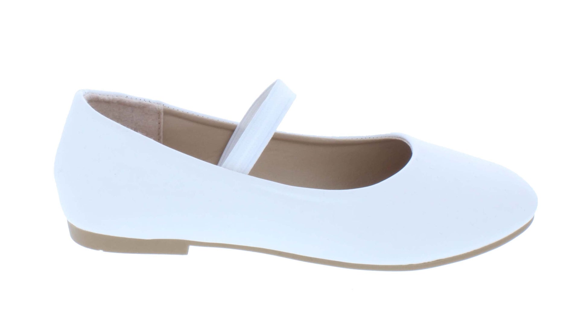 Girls Faux Leather Ballerina with Elastic