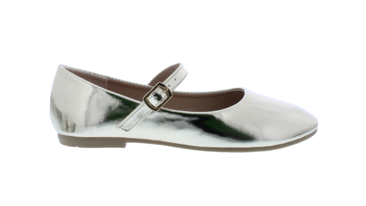 Girls Faux Leather Slipper with Buckle Closure