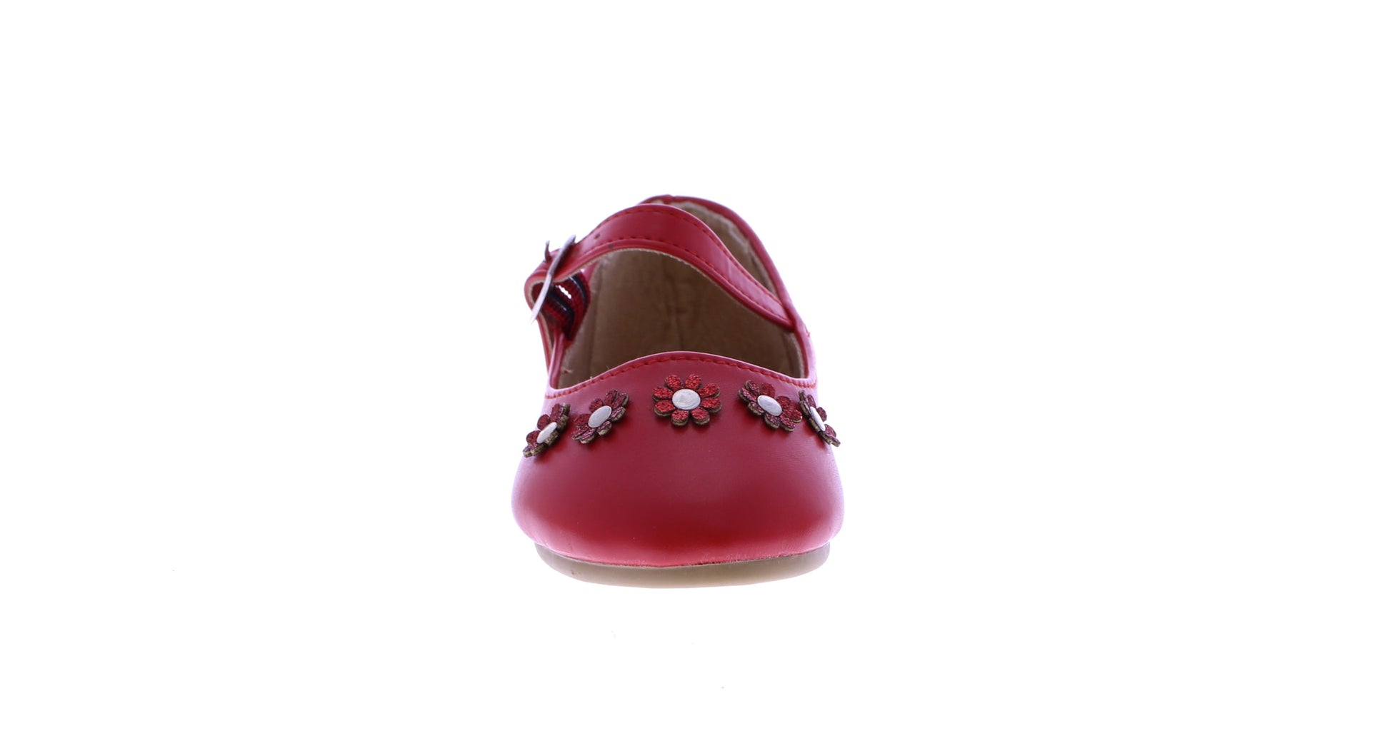 Girls Faux Leather Glitter Flower Ballerina