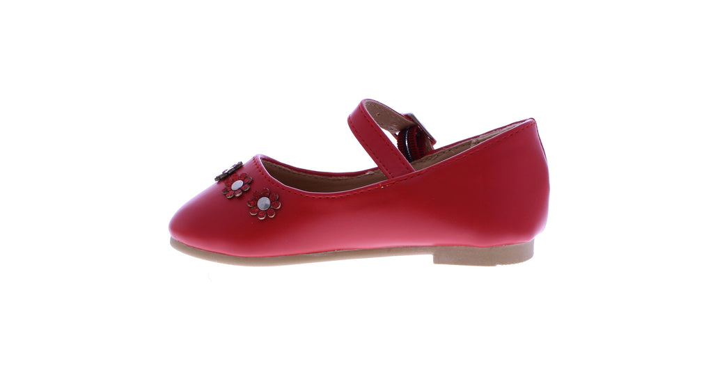 Girls Faux Leather Glitter Flower Ballerina