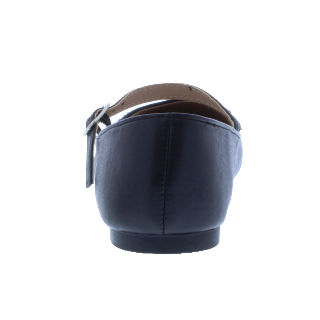 Girls Faux Leather Glitter Flower Ballerina