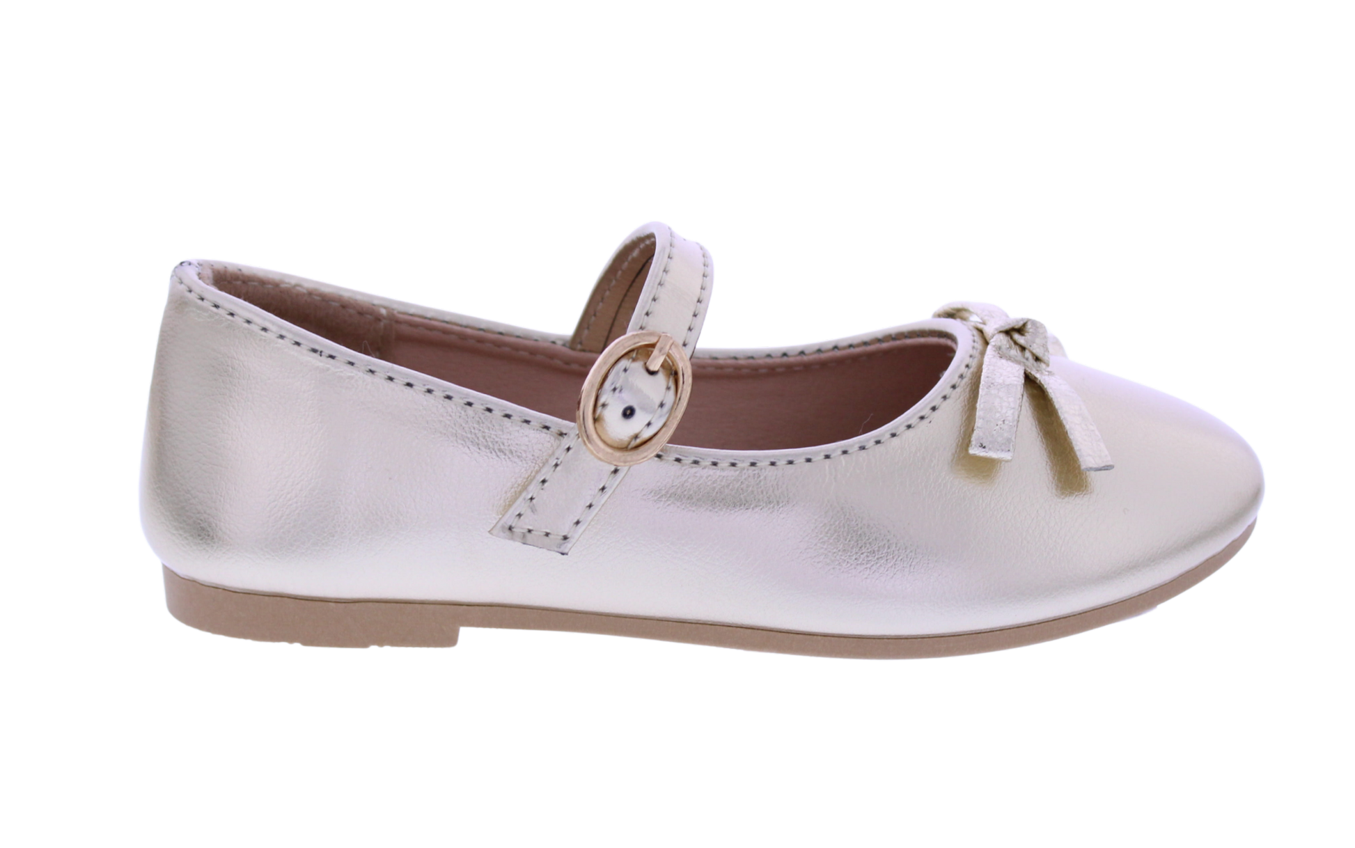 Girls Mary Jane with Metallic Bow