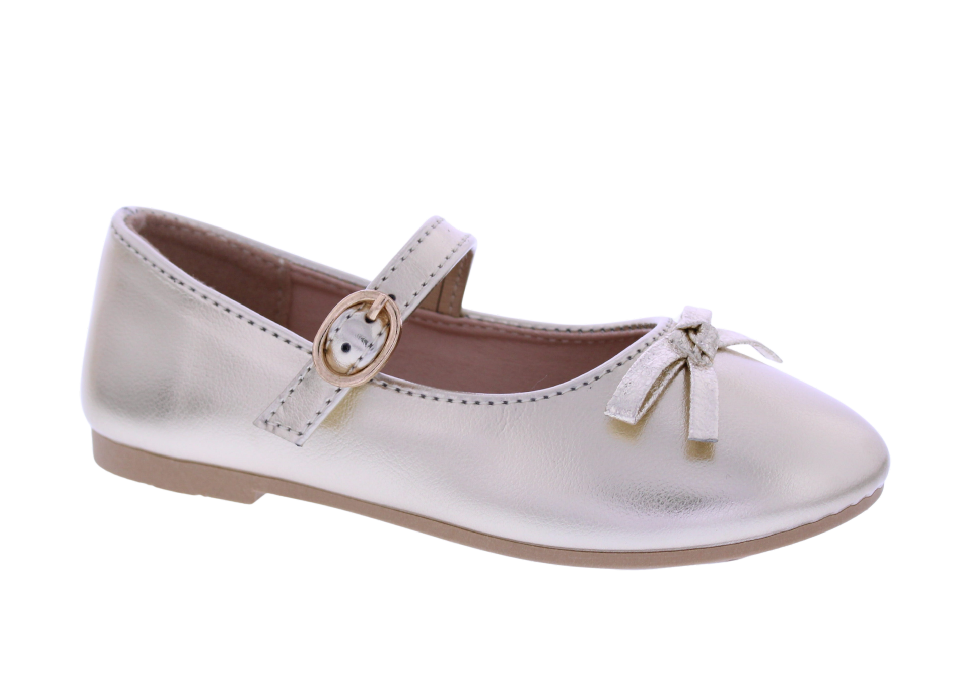 Girls Mary Jane with Metallic Bow