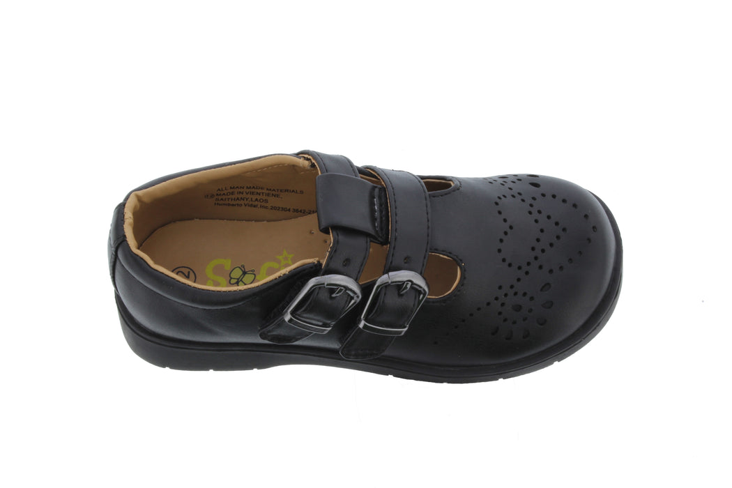 Girls Faux Buckle School Shoe