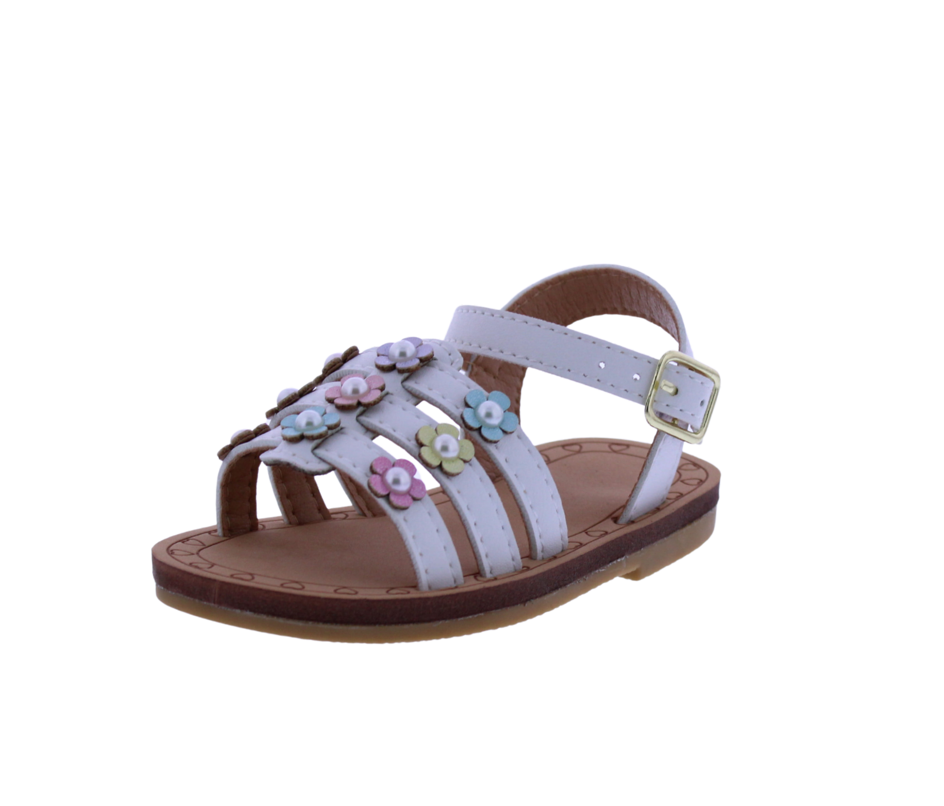 Girls Triple Band Flower Sandal