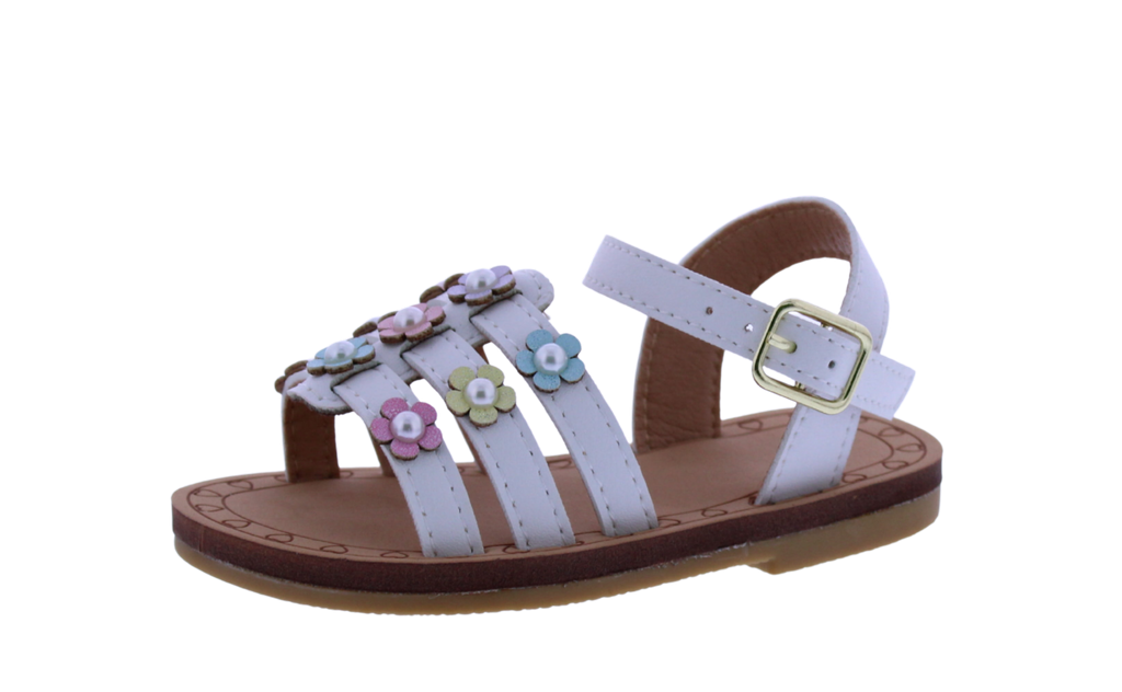 Girls Triple Band Flower Sandal