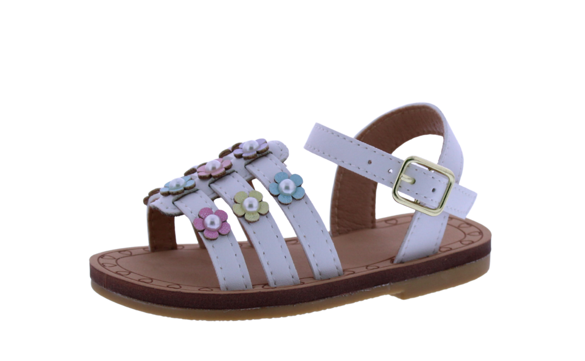 Girls Triple Band Flower Sandal