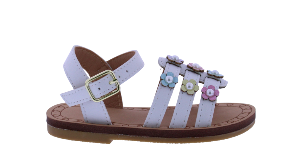 Girls Triple Band Flower Sandal