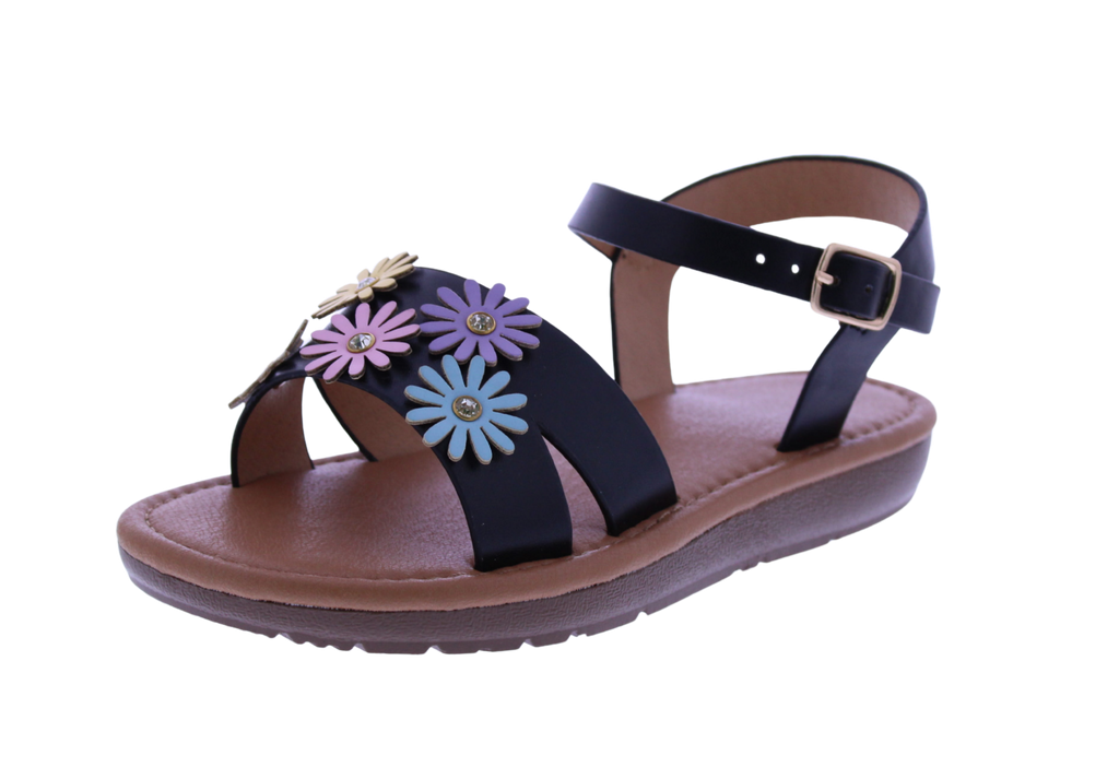 Girls Flower + Rhinestone Sandal