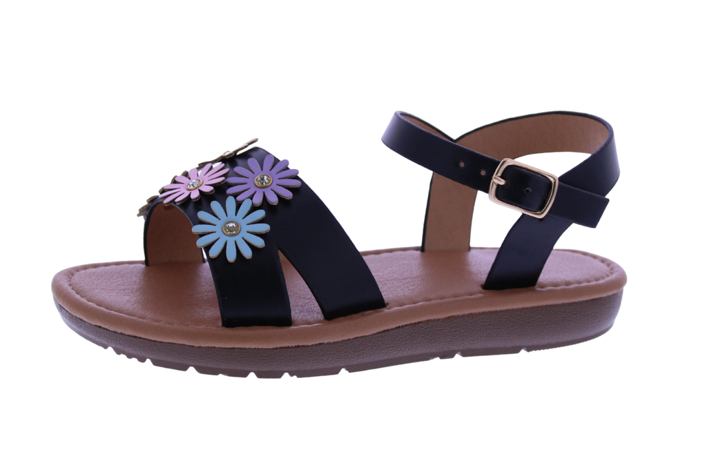 Girls Flower + Rhinestone Sandal