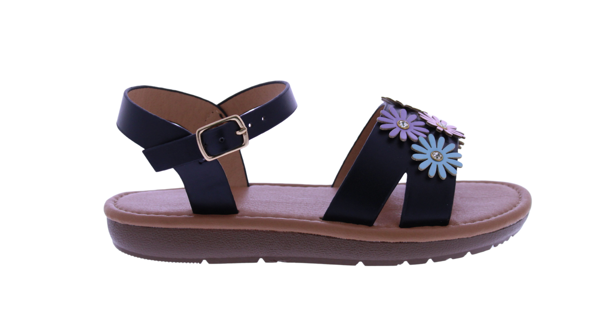 Girls Flower + Rhinestone Sandal