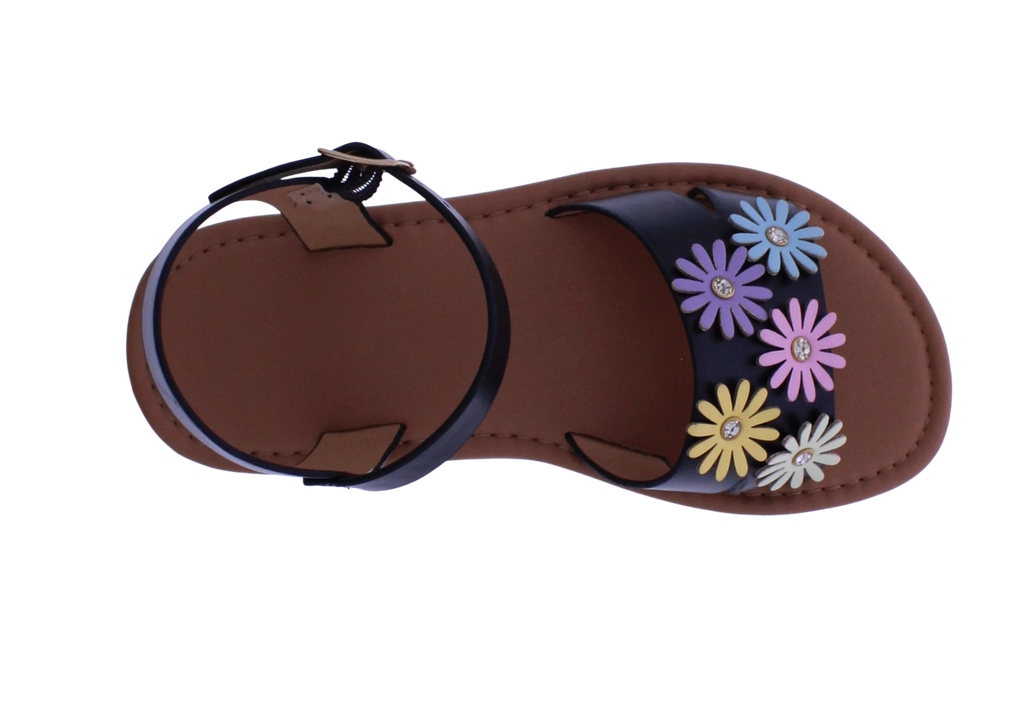 Girls Flower + Rhinestone Sandal