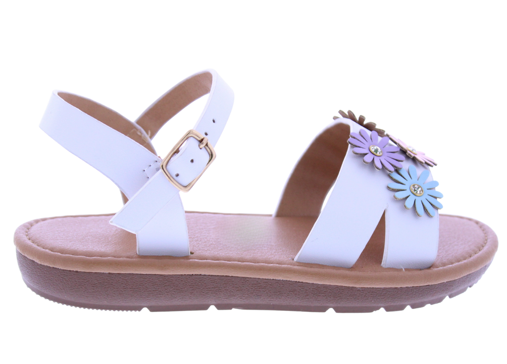 Girls Flower + Rhinestone Sandal