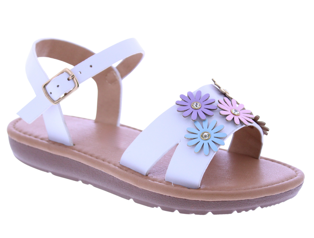 Girls Flower + Rhinestone Sandal