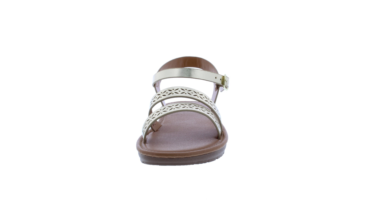 Girls Synthetic Leather Sandal with Laser Cut Designs