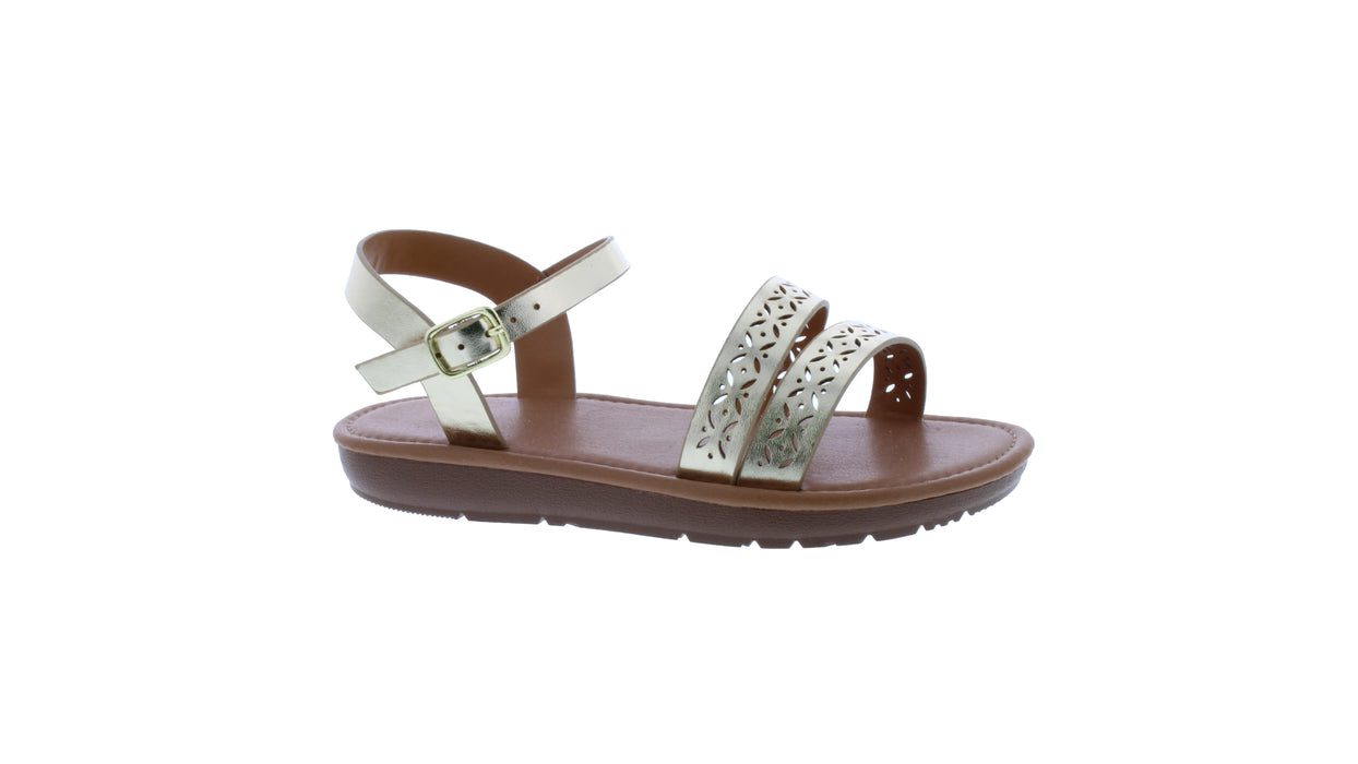 Girls Synthetic Leather Sandal with Laser Cut Designs