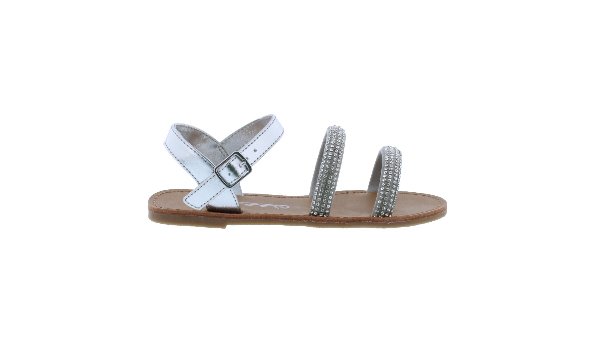 Girls Double Strap Vamp Rhinestone Sandal
