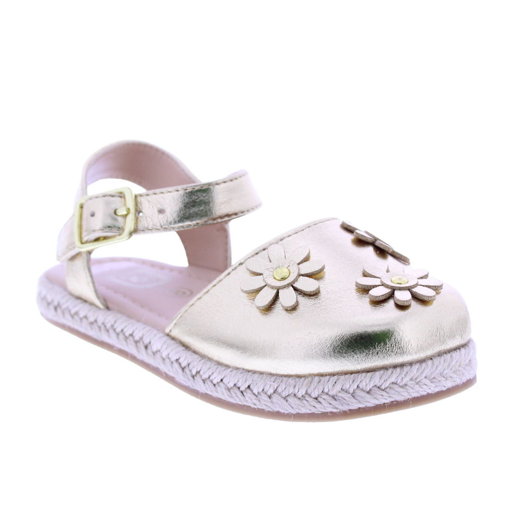 Girls Maryjane Sandal with Floral Appliqués