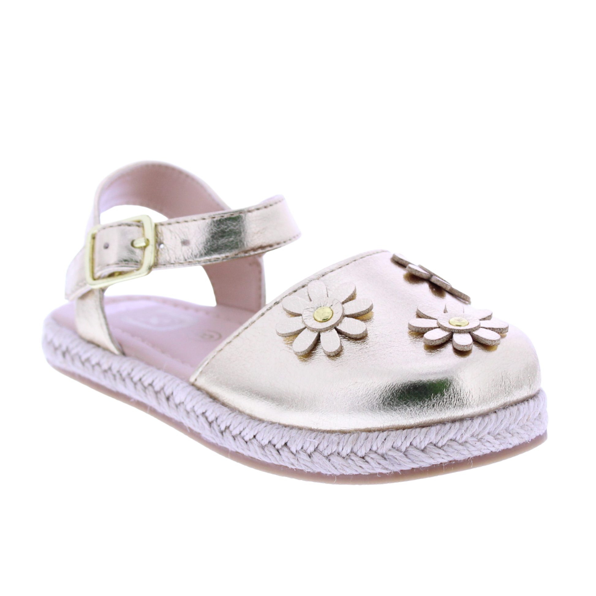Girls Maryjane Sandal with Floral Appliqués