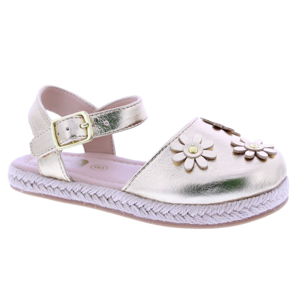 Girls Maryjane Sandal with Floral Appliqués