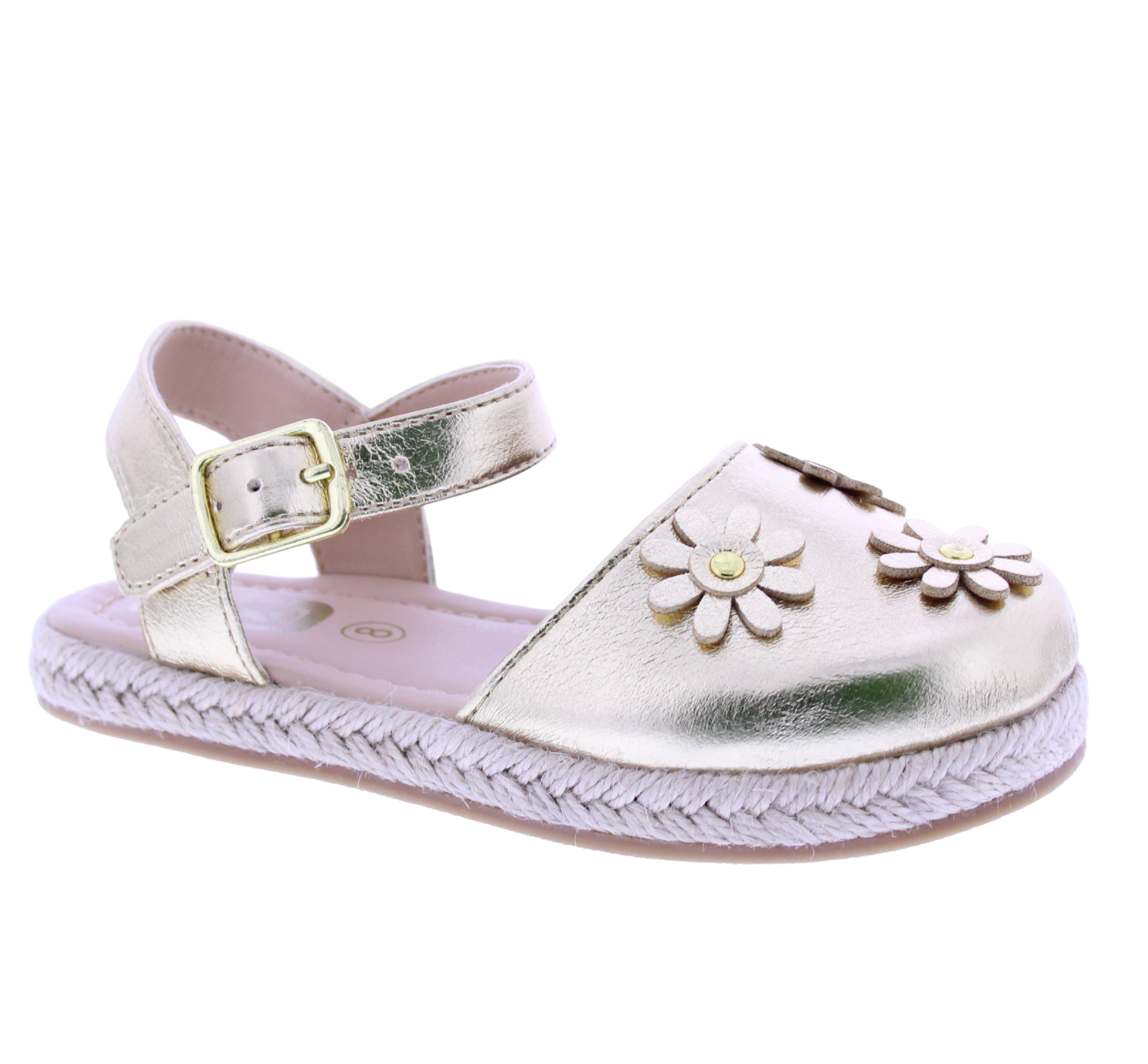 Girls Maryjane Sandal with Floral Appliqués
