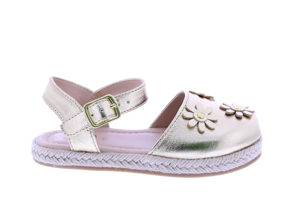 Girls Maryjane Sandal with Floral Appliqués
