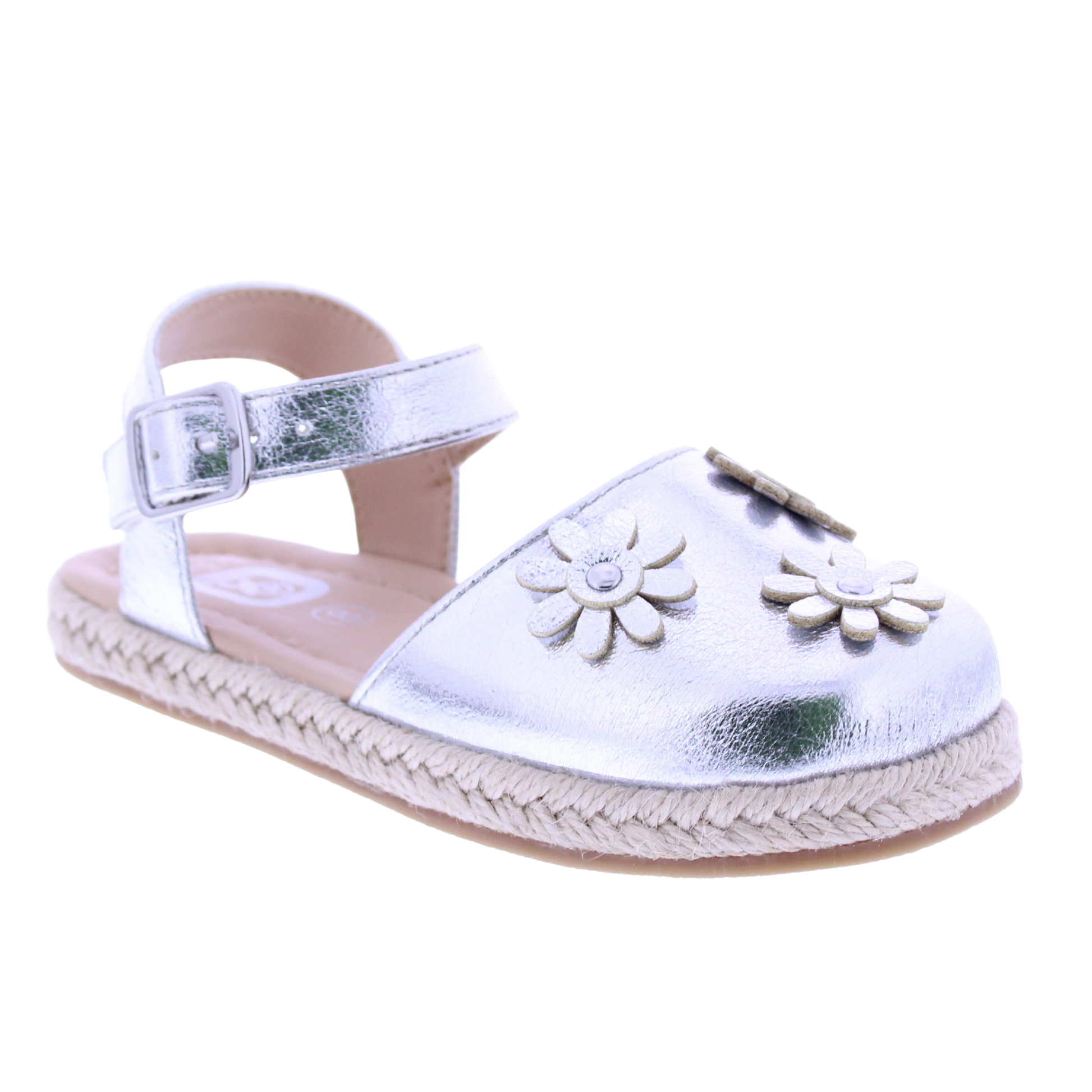 Girls Maryjane Sandal with Floral Appliqués