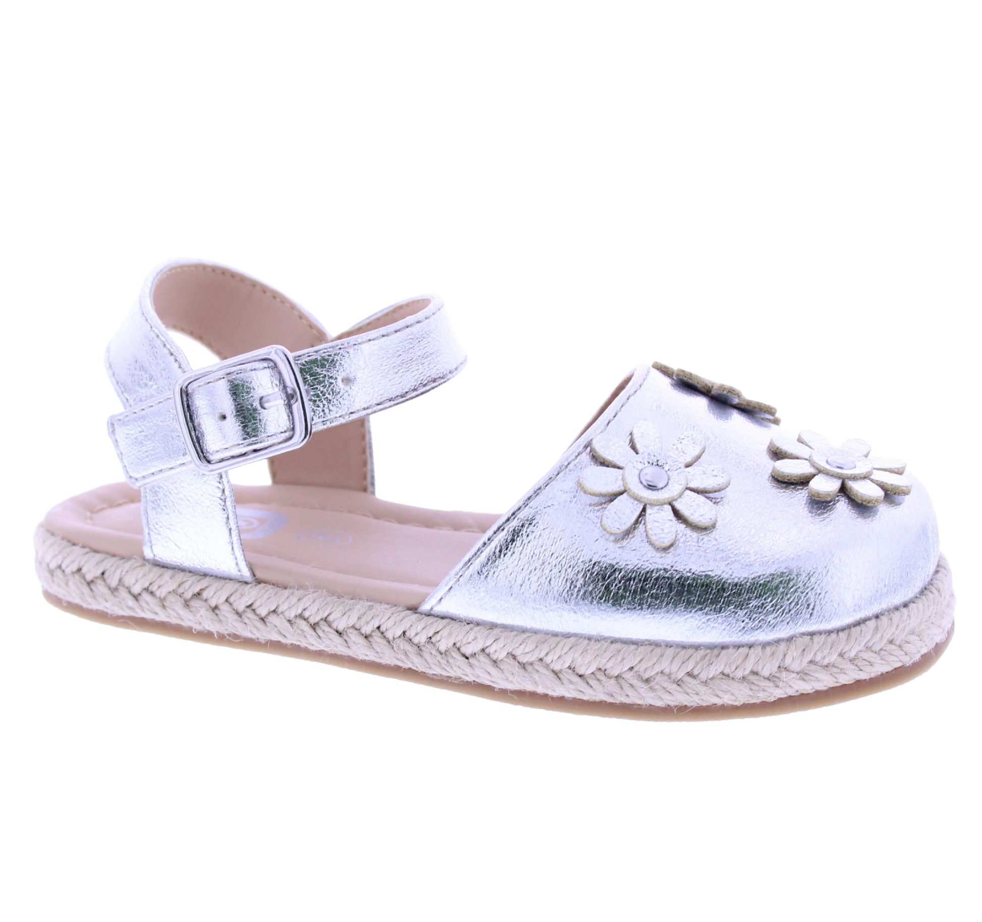 Girls Maryjane Sandal with Floral Appliqués