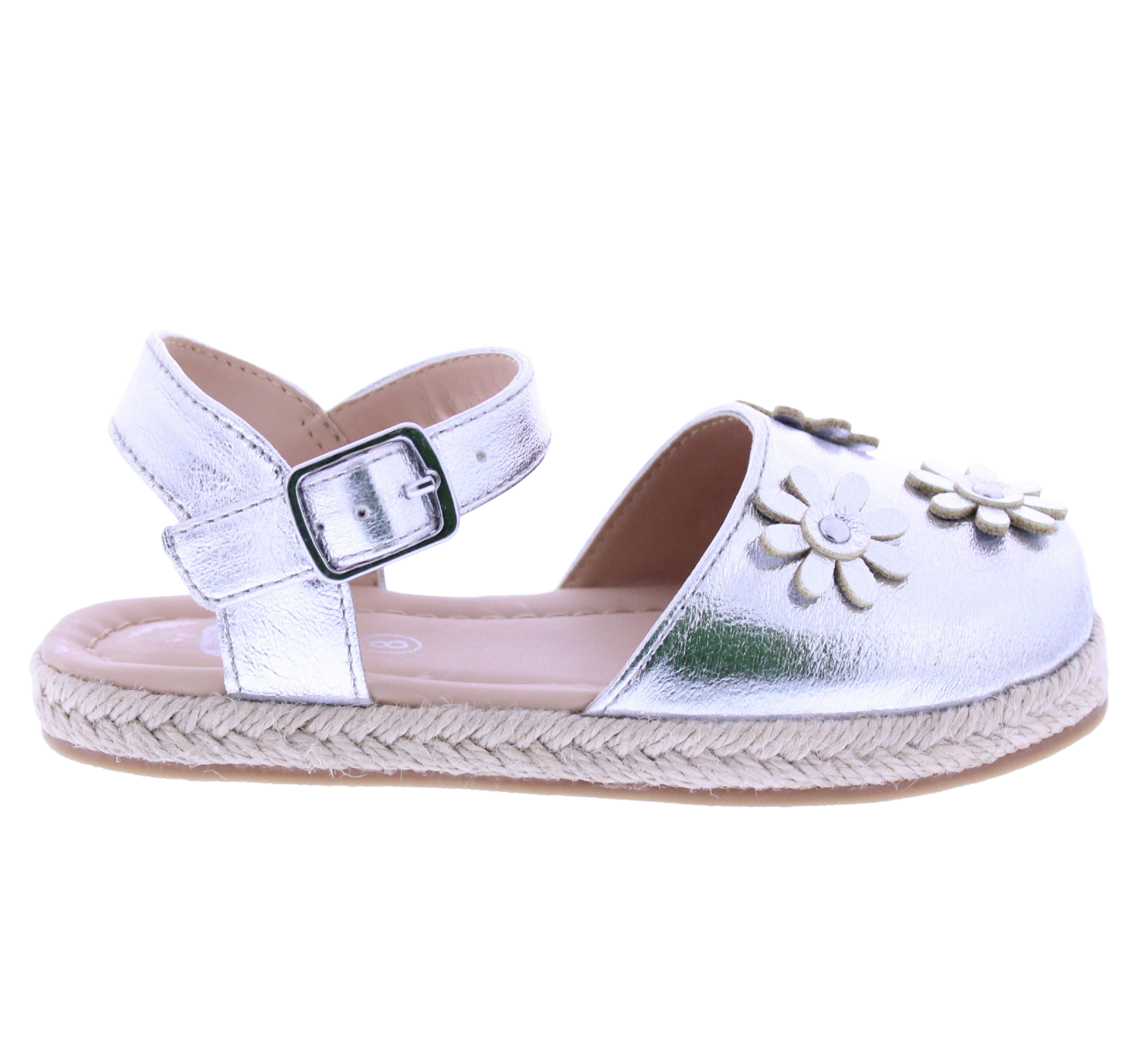 Girls Maryjane Sandal with Floral Appliqués