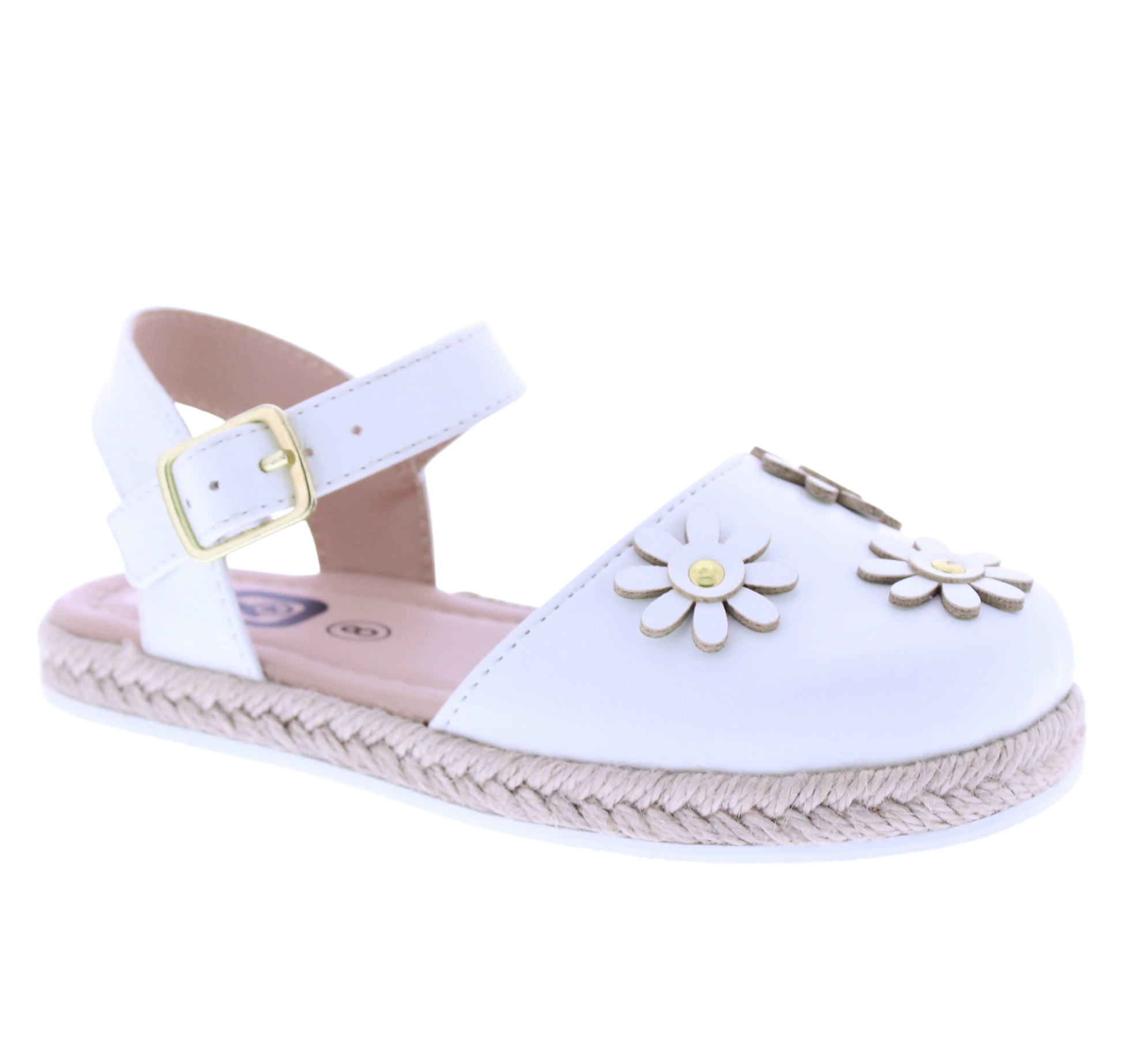 Girls Maryjane Sandal with Floral Appliqués