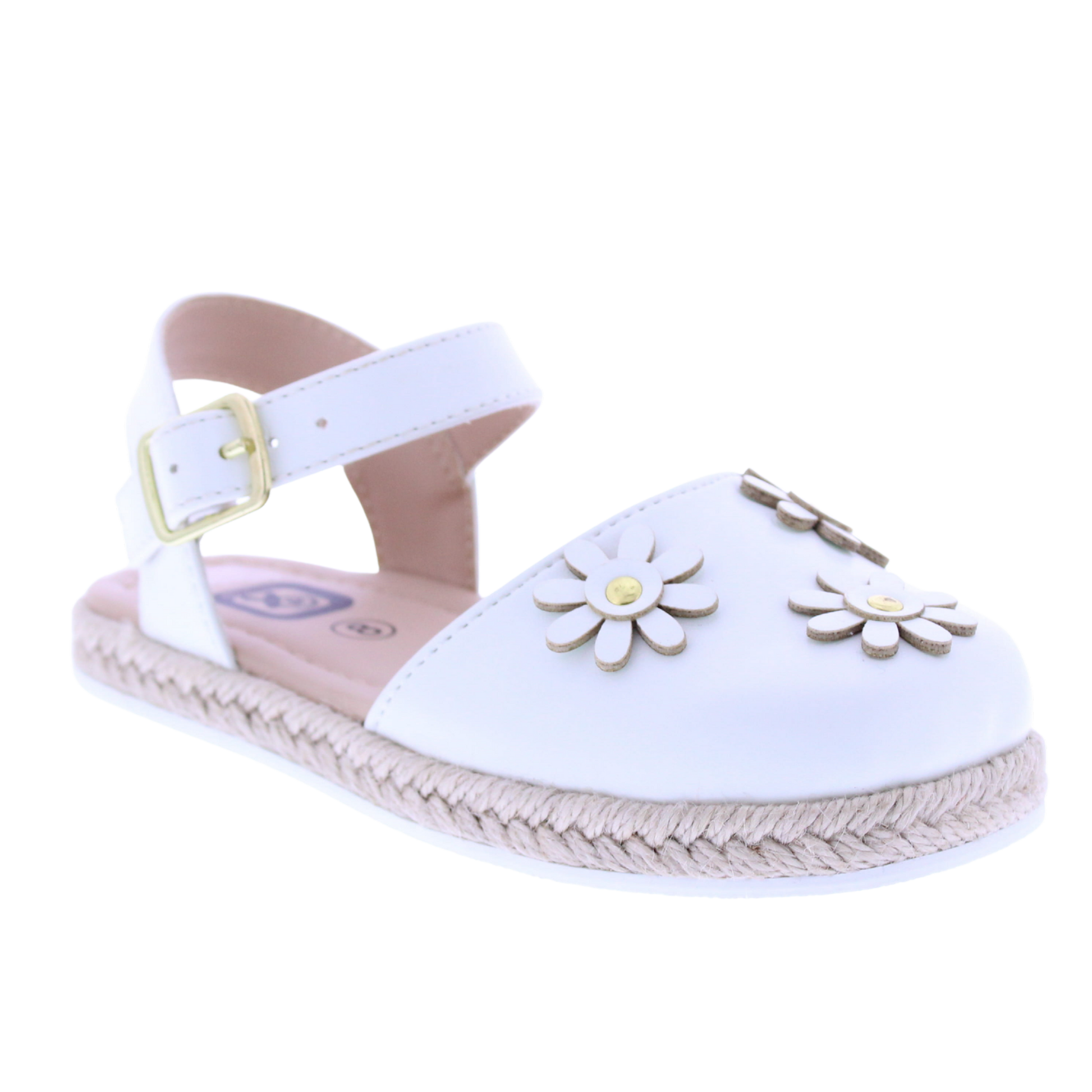 Girls Maryjane Sandal with Floral Appliqués