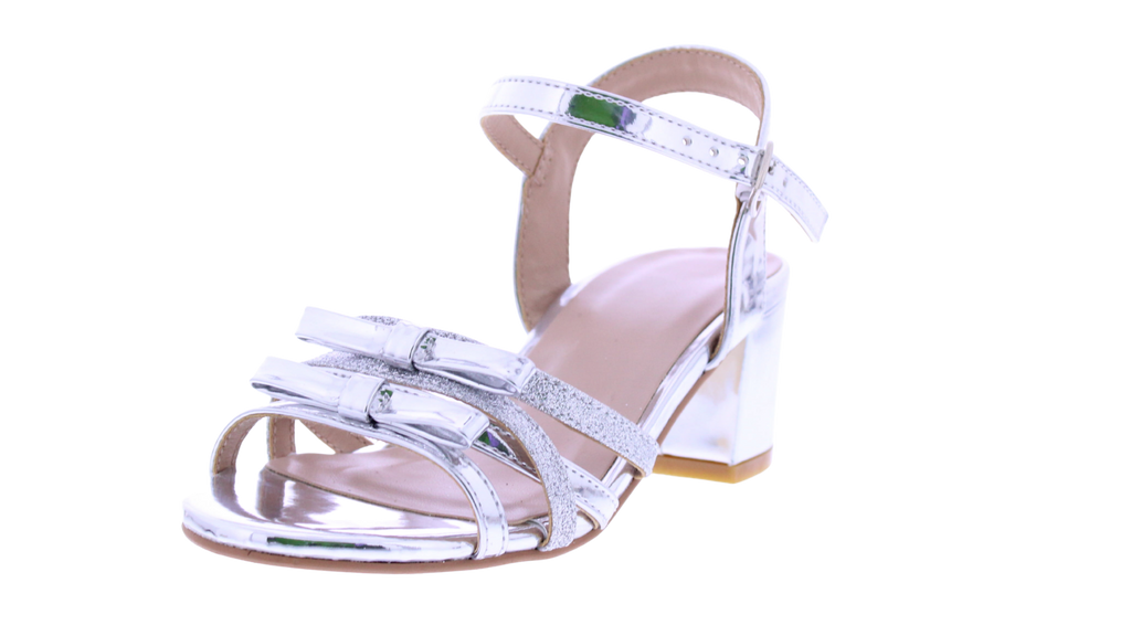 Kids' Double Bow Block Heel Sandal