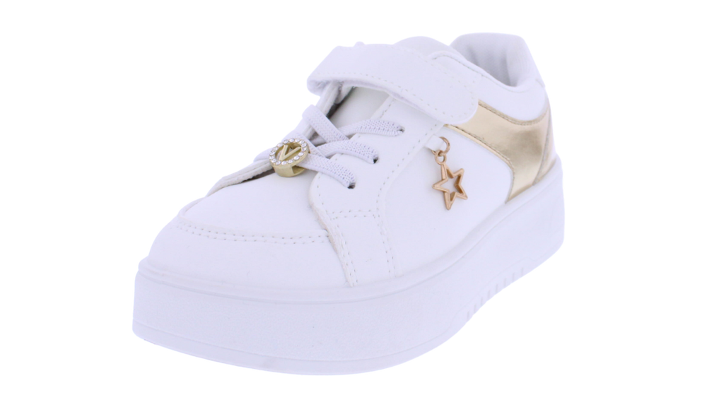 Kids' Platform Velcro Sneaker with Gold Charms