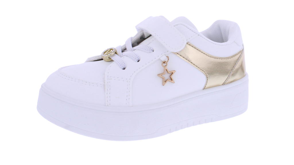 Kids' Platform Velcro Sneaker with Gold Charms