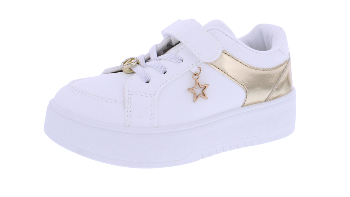 Kids' Platform Velcro Sneaker with Gold Charms