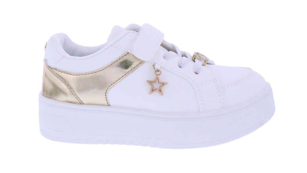 Kids' Platform Velcro Sneaker with Gold Charms