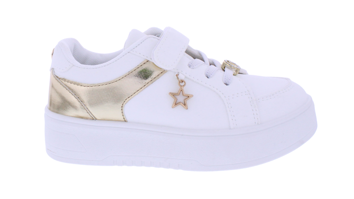 Kids' Platform Velcro Sneaker with Gold Charms