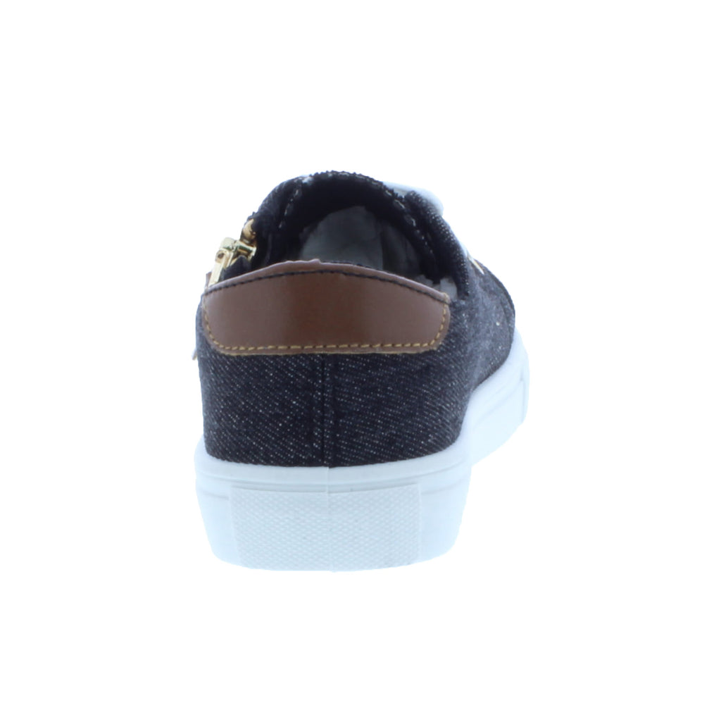 Girls Fabric Lace Up Sneaker with Decorative Zipper