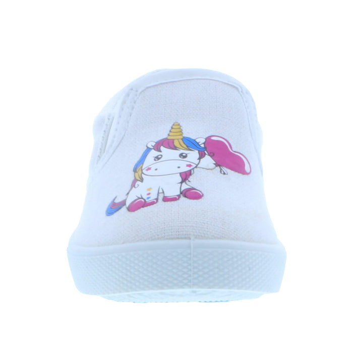 Girls Fabric Slip On Sneaker with Unicorn Print